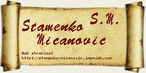 Stamenko Mićanović vizit kartica